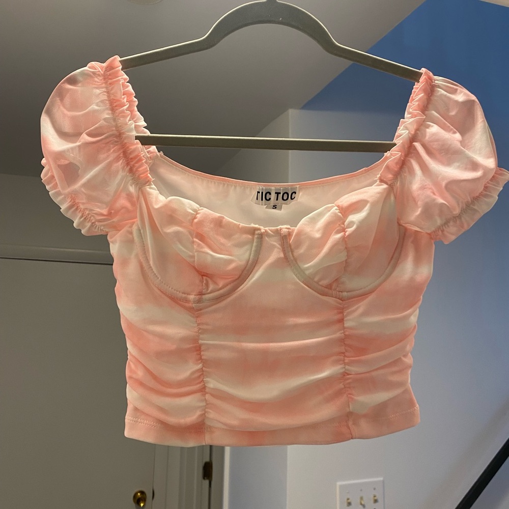 Chiffon tie-dye crop top